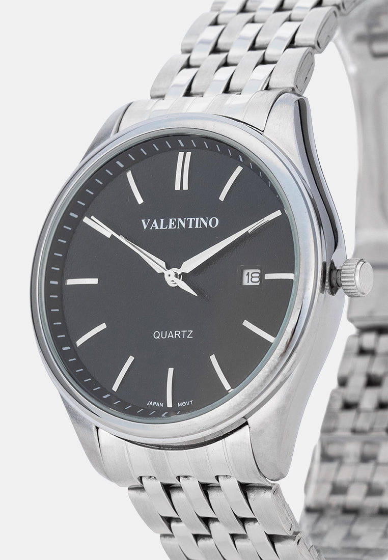 Valentino 20122586-BLACK DIAL Analog Stainless Band Watch for Men-Watch Portal Philippines