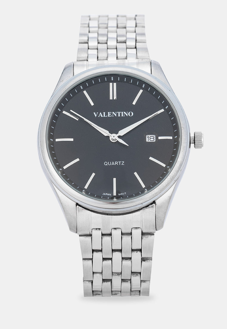 Valentino 20122586-BLACK DIAL Analog Stainless Band Watch for Men-Watch Portal Philippines