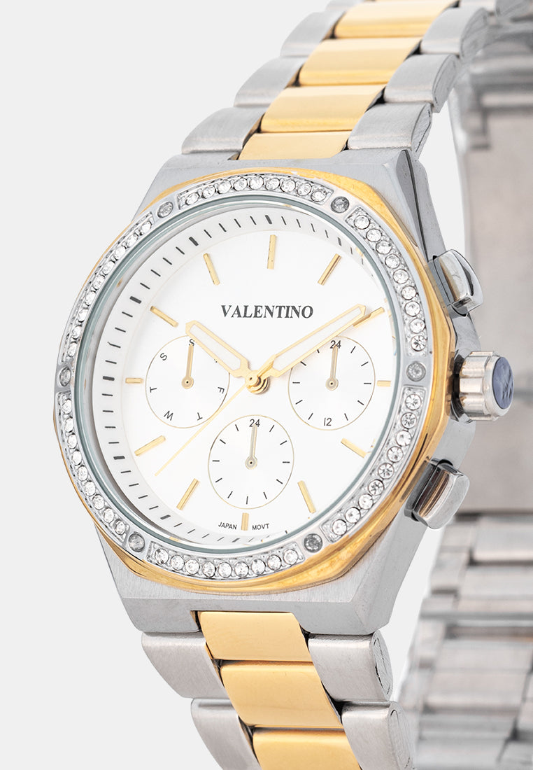 Valentino 20122587-TWO TONE-SILVER DIAL Analog Stainless Band Watch for Women-Watch Portal Philippines