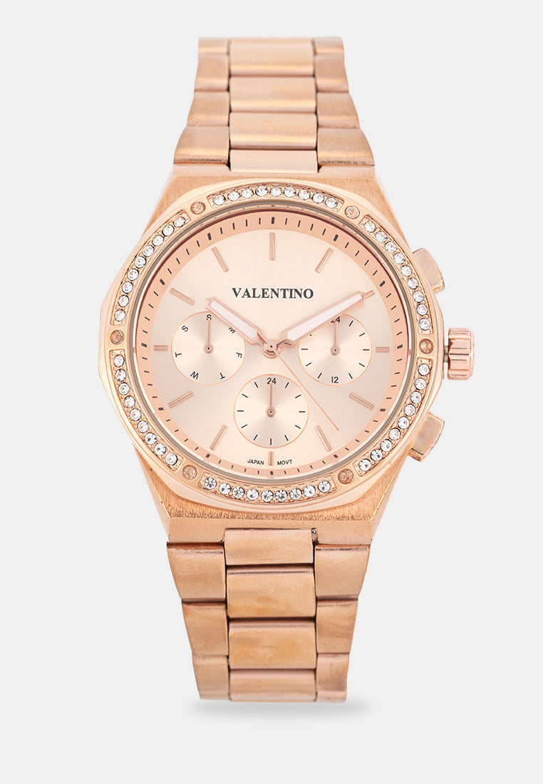 Valentino 20122588-ROSE DIAL Analog Stainless Band Watch for Women-Watch Portal Philippines