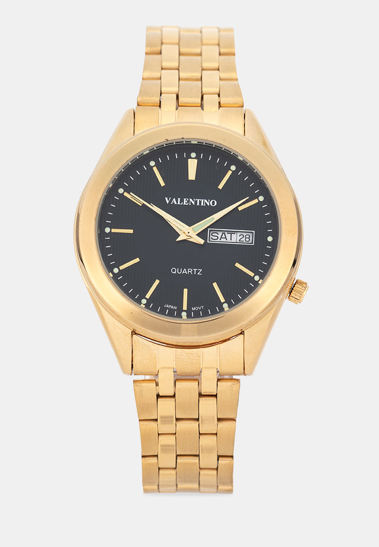 Valentino 20122590-GOLD-BLACK DIAL Analog Stainless Band Watch for Men-Watch Portal Philippines