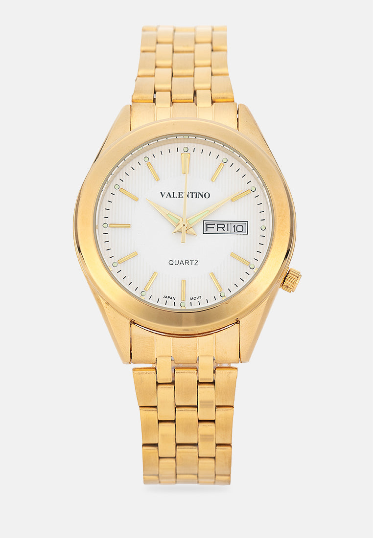 Valentino 20122590-GOLD-WHITE DIAL Analog Stainless Band Watch for Men-Watch Portal Philippines