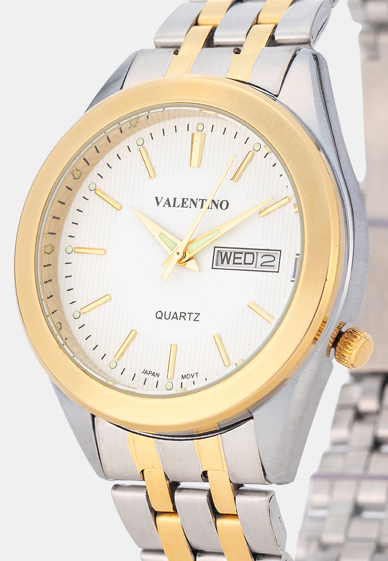 Valentino 20122590-TWO TONE-WHITE DIAL Analog Stainless Band Watch for Men-Watch Portal Philippines
