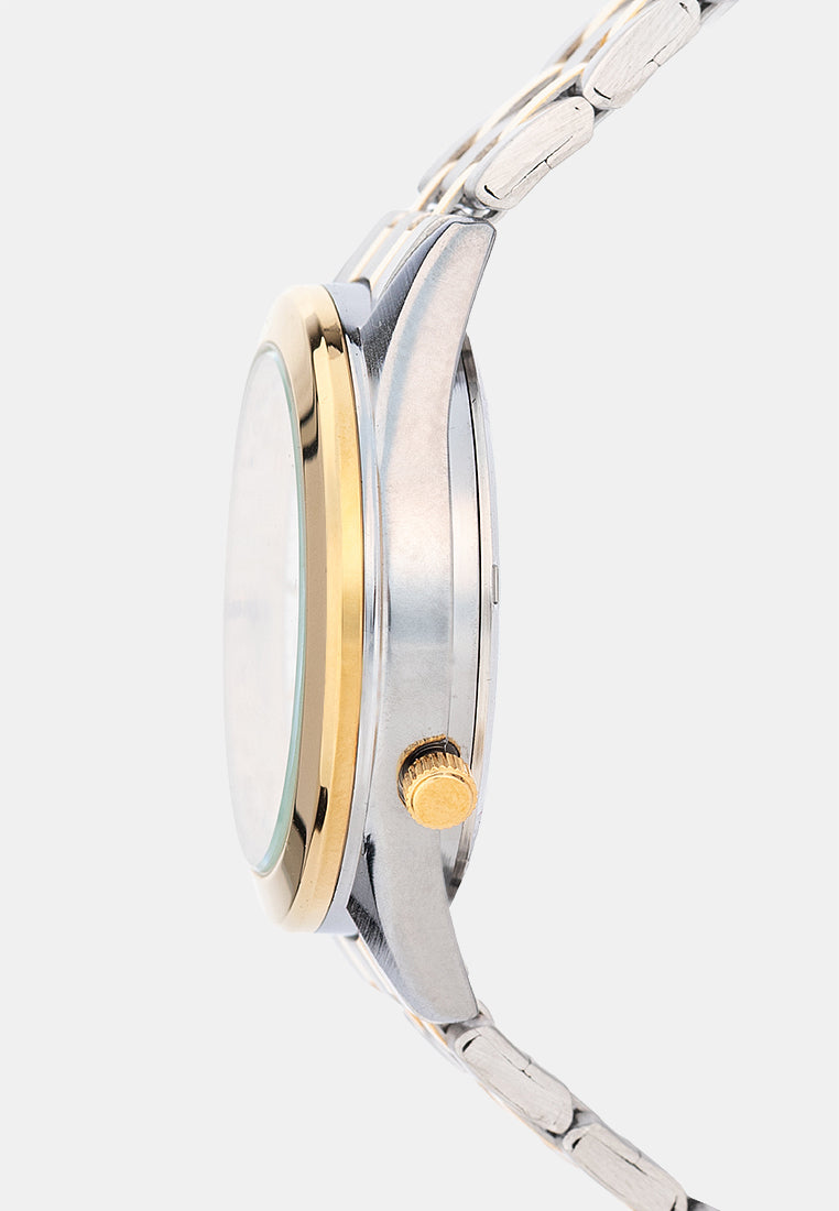 Valentino 20122590-TWO TONE-WHITE DIAL Analog Stainless Band Watch for Men-Watch Portal Philippines