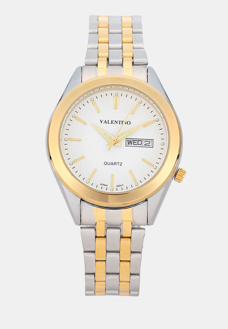 Valentino 20122590-TWO TONE-WHITE DIAL Analog Stainless Band Watch for Men-Watch Portal Philippines