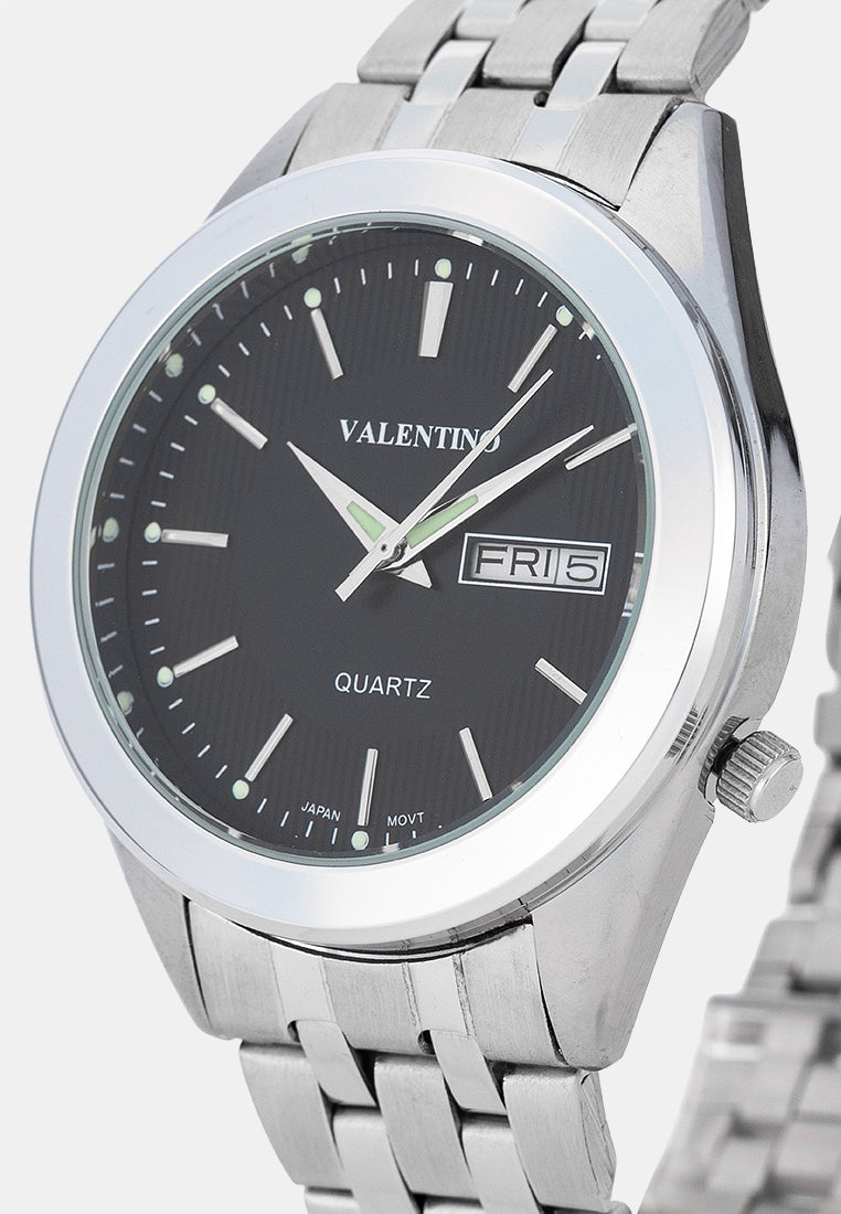 Valentino 20122591-BLACK DIAL Analog Stainless Band Watch for Men-Watch Portal Philippines