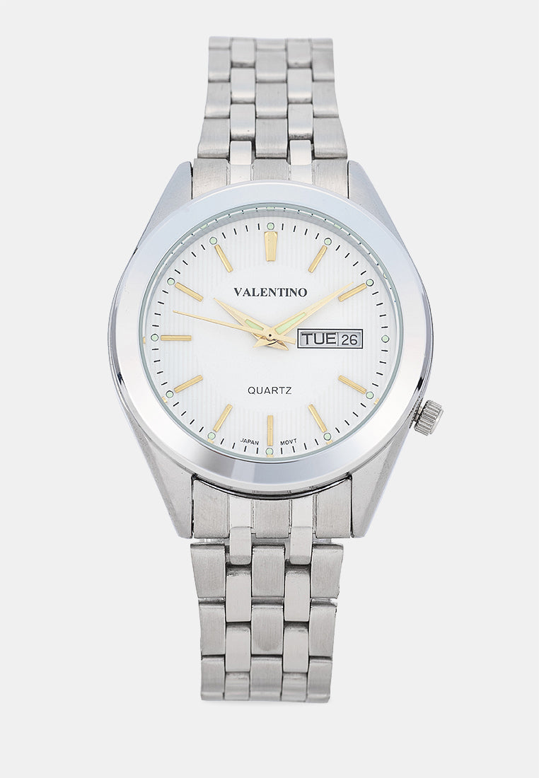 Valentino 20122591-WHITE DIAL-GOLD INDEX Analog Stainless Band Watch for Men-Watch Portal Philippines
