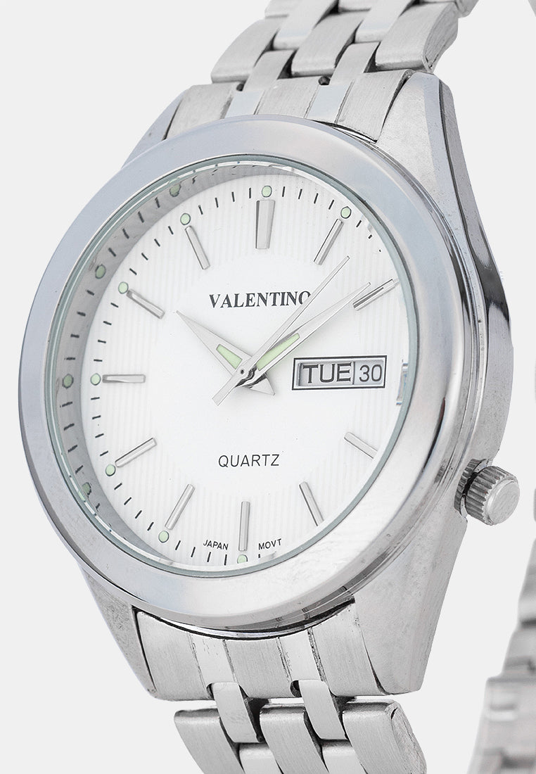 Valentino 20122591-WHITE DIAL-SILVER INDEX Analog Stainless Band Watch for Men-Watch Portal Philippines