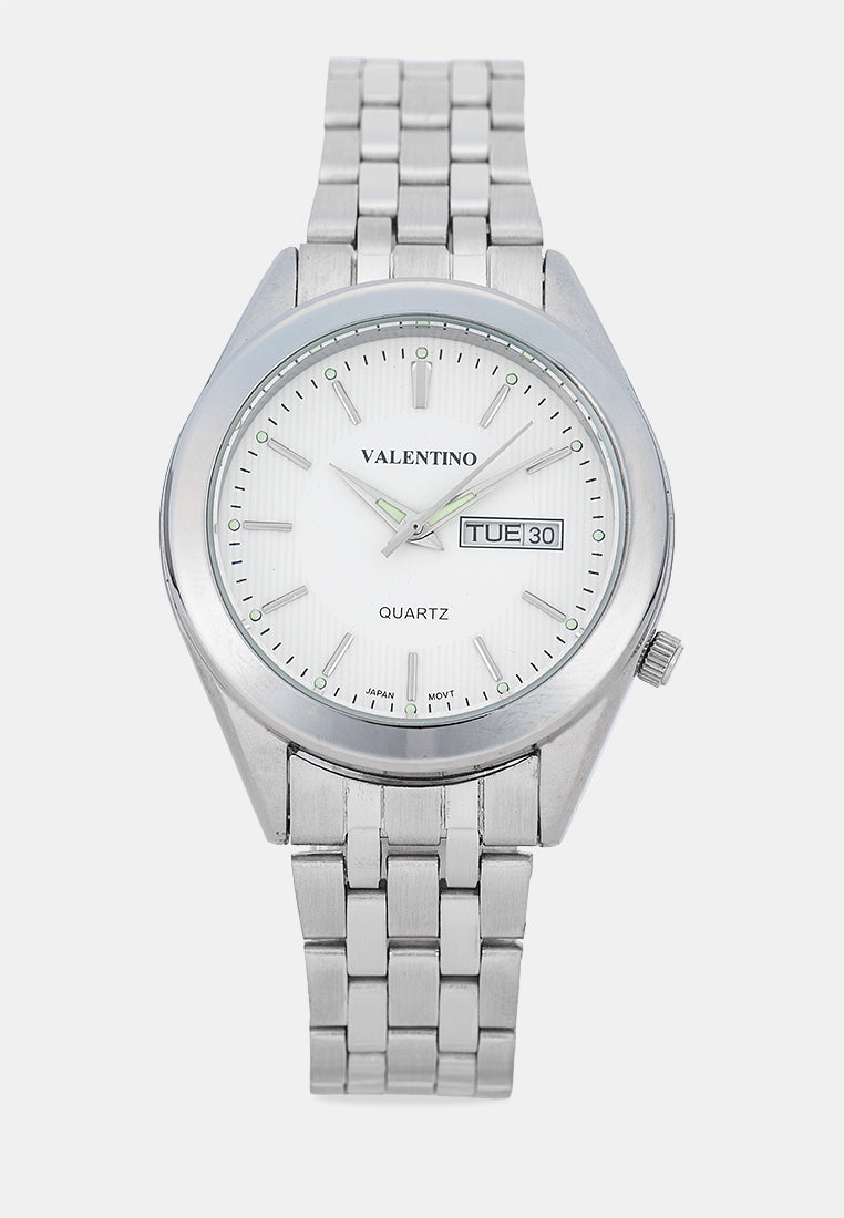 Valentino 20122591-WHITE DIAL-SILVER INDEX Analog Stainless Band Watch for Men-Watch Portal Philippines