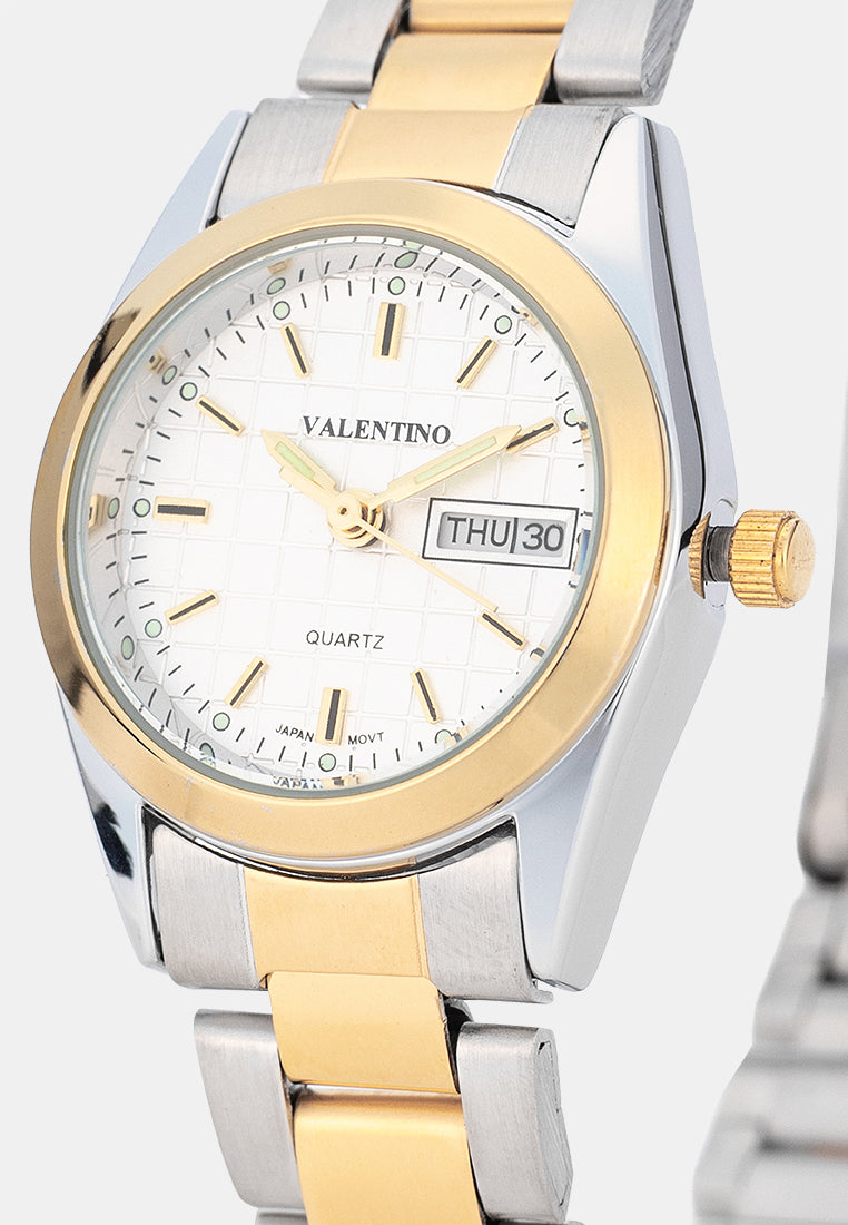 Valentino 20122592-TWO TONE-WHITE DIAL Analog Stainless Band Watch for Women-Watch Portal Philippines