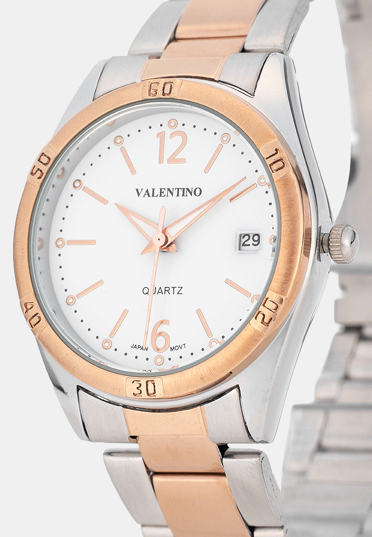 Valentino 20122594-TWO TONE-WHITE DIAL Analog Stainless Band Watch for Women-Watch Portal Philippines