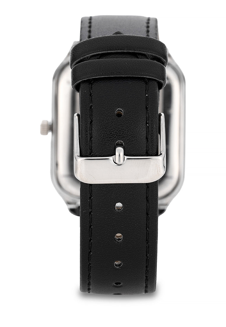 Valentino Leather Strap Analog Watch for Men 20122492-BLK STRAP-WHT DIAL-Watch Portal Philippines