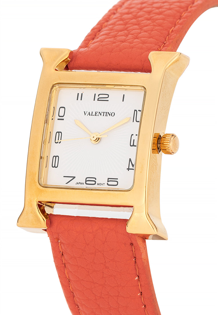 Valentino Leather Strap Analog Watch for Women 20122482-ORANGE STRAP-Watch Portal Philippines