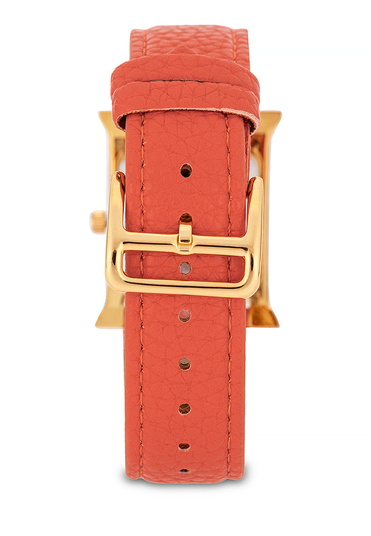Valentino Leather Strap Analog Watch for Women 20122482-ORANGE STRAP-Watch Portal Philippines