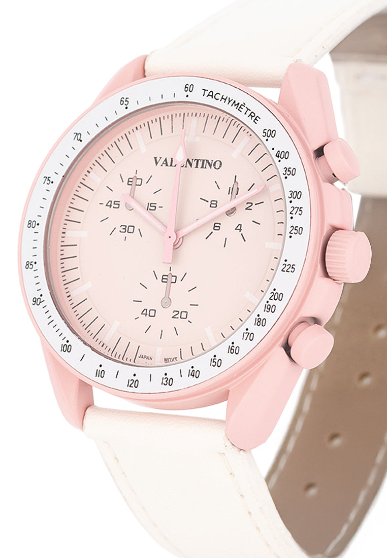 Valentino Rubber Strap Analog Watch for Men 20122494-WHT STRAP-PINK DIAL-Watch Portal Philippines