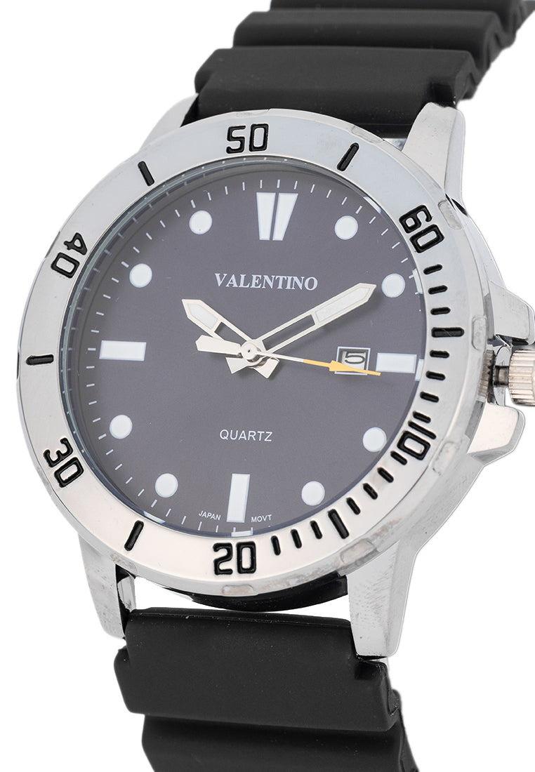 Valentino Rubber Strap Analog Watch for Men 20122530-BLK STRAP-BLUE DIAL-Watch Portal Philippines