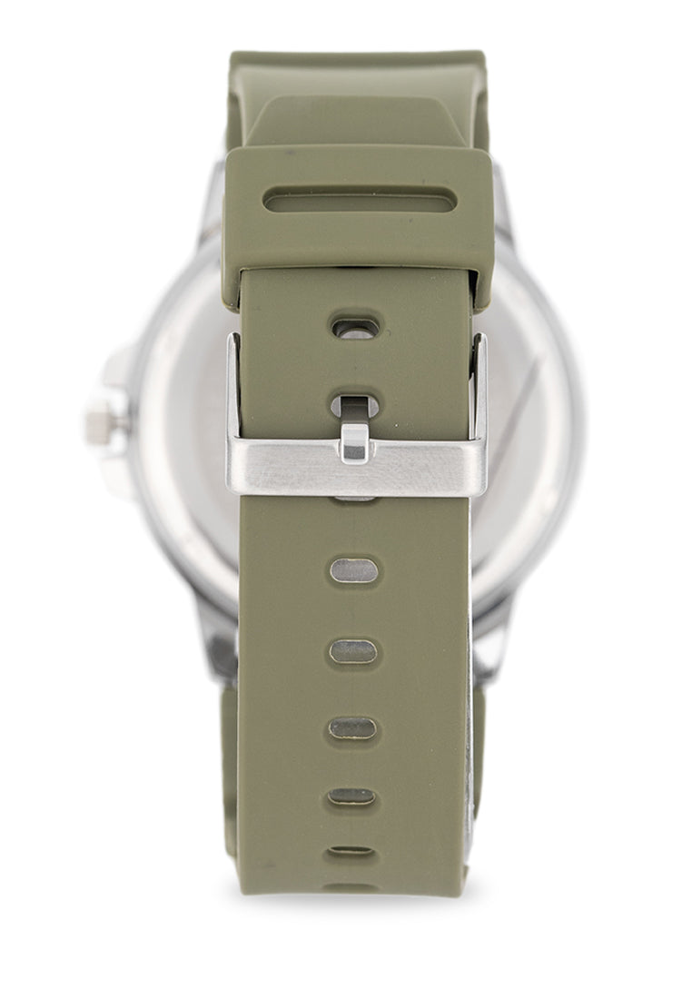 Valentino Rubber Strap Analog Watch for Men 20122530-GRN STRAP-BLACK DIAL-Watch Portal Philippines