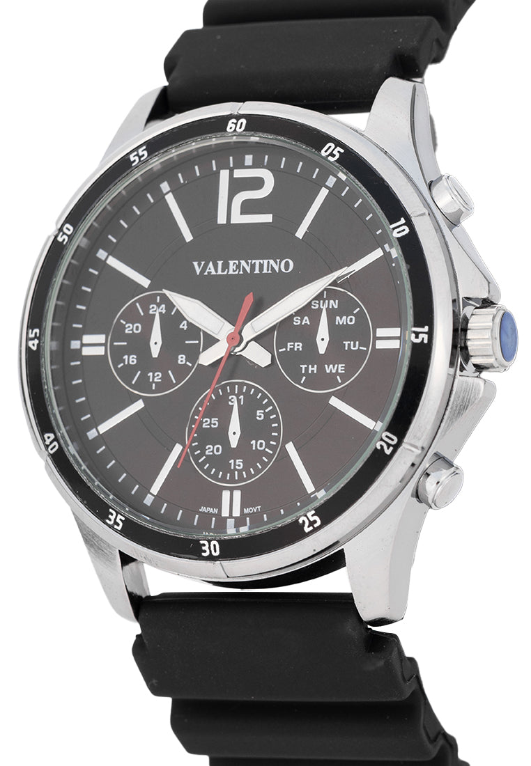 Valentino Rubber Strap Analog Watch for Men 20122533-BLACK STRAP-Watch Portal Philippines