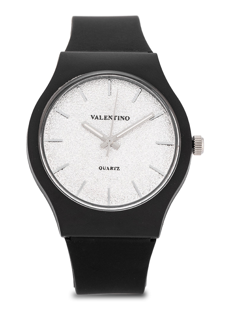Valentino Rubber Strap Analog Watch for Women 20122094-BLK - BLACK DIAL LINE-Watch Portal Philippines