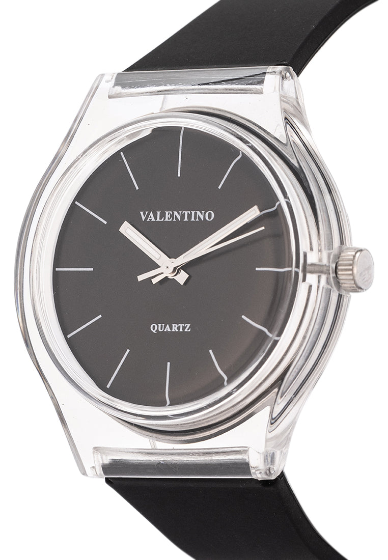 Valentino Rubber Strap Analog Watch for Women 20122094-BLK - SILVER DIAL LINE-Watch Portal Philippines
