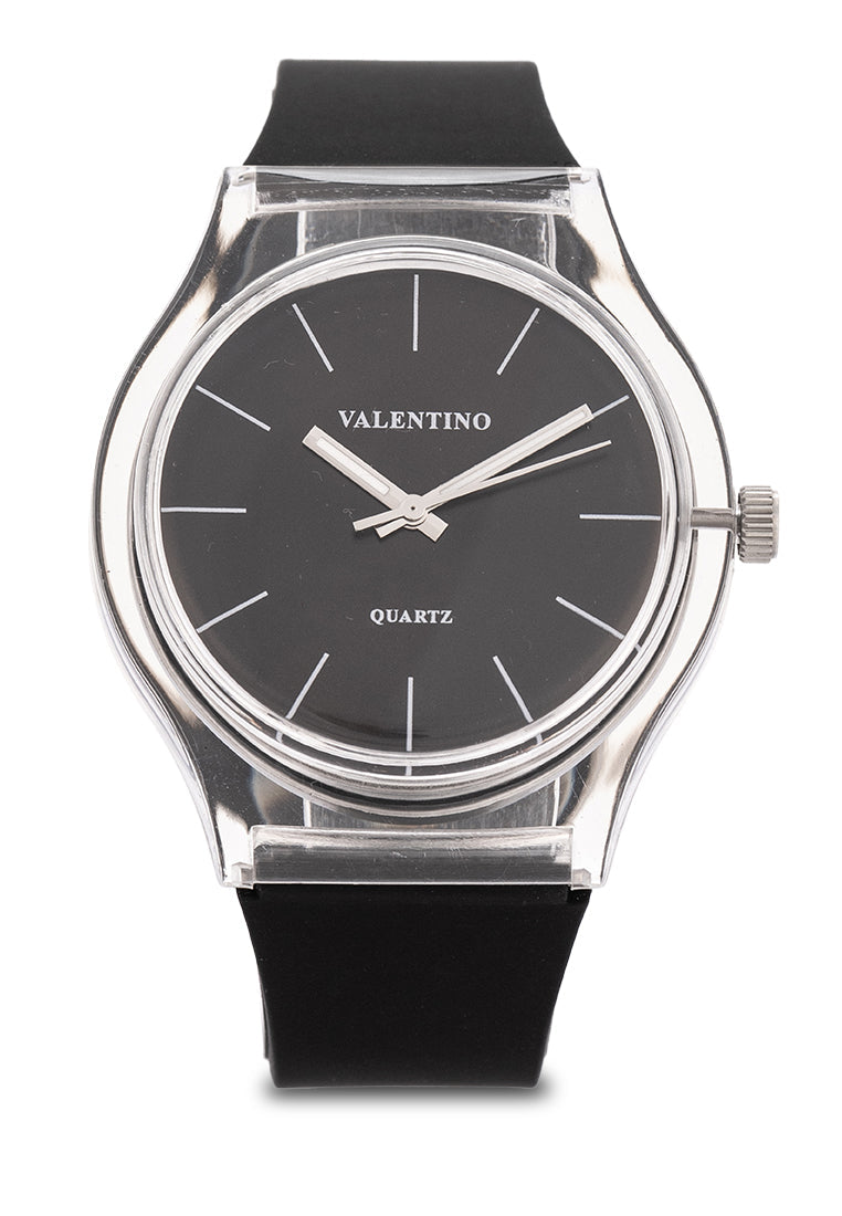 Valentino Rubber Strap Analog Watch for Women 20122094-BLK - SILVER DIAL LINE-Watch Portal Philippines