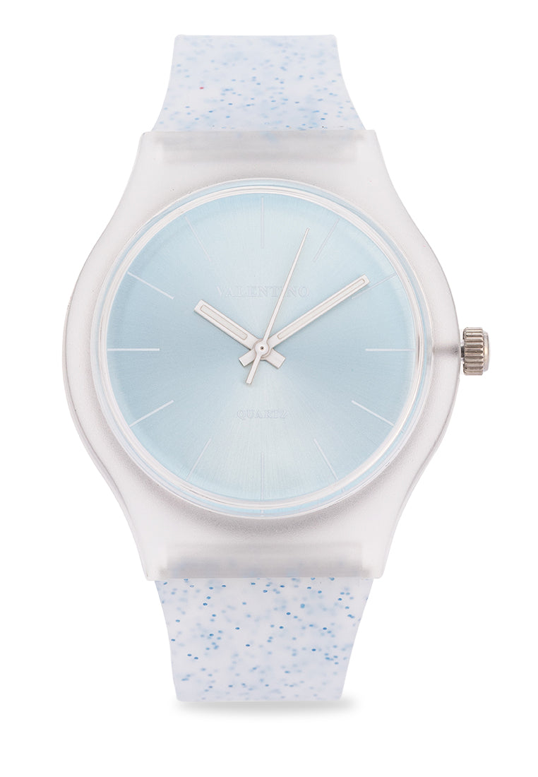 Valentino Rubber Strap Analog Watch for Women 20122094-BLUE GLITTER NUMBER-Watch Portal Philippines
