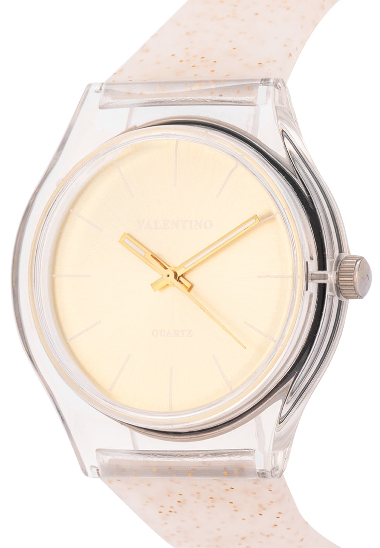Valentino Rubber Strap Analog Watch for Women 20122094-GOLD GLITTER LINE-Watch Portal Philippines