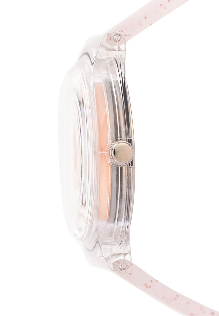 Valentino Rubber Strap Analog Watch for Women 20122094-ROSE GLITTER LINE-Watch Portal Philippines