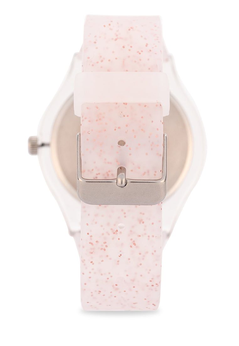 Valentino Rubber Strap Analog Watch for Women 20122094-ROSE GLITTER LINE-Watch Portal Philippines