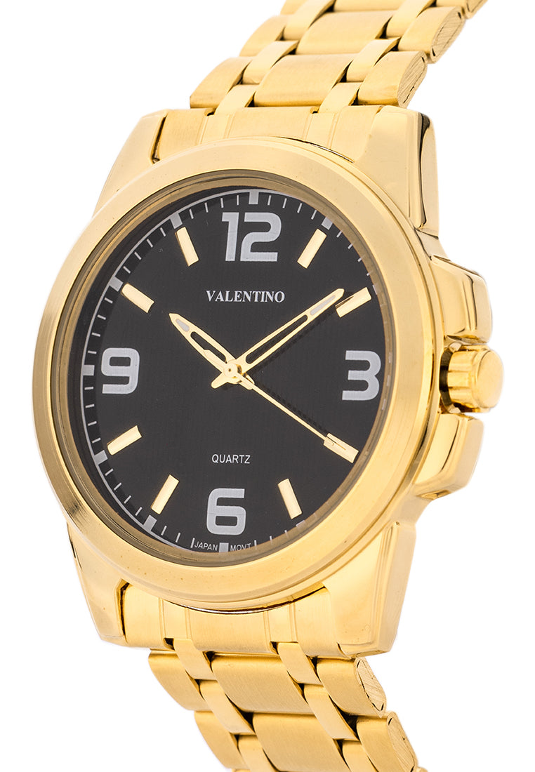 Valentino Stainless Steel Strap Analog Watch for Men 20121952-GOLD - BLACK DIAL-Watch Portal Philippines