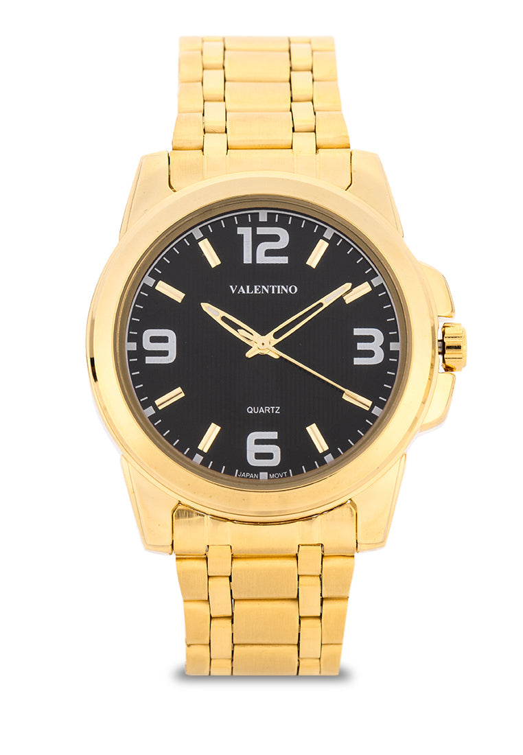 Valentino Stainless Steel Strap Analog Watch for Men 20121952-GOLD - BLACK DIAL-Watch Portal Philippines