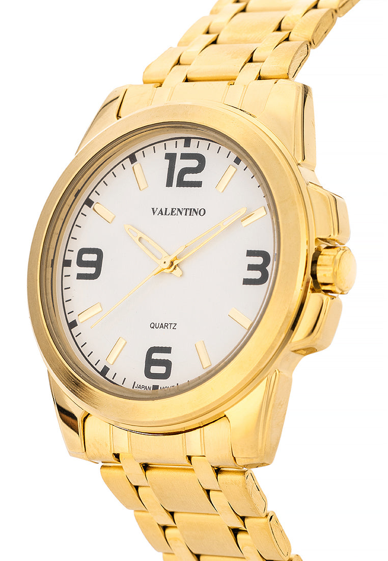 Valentino Stainless Steel Strap Analog Watch for Men 20121952-GOLD - WHITE DIAL-Watch Portal Philippines