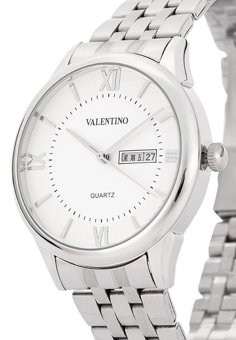 Valentino Stainless Steel Strap Analog Watch for Men 20122480-WHITE DIAL-Watch Portal Philippines