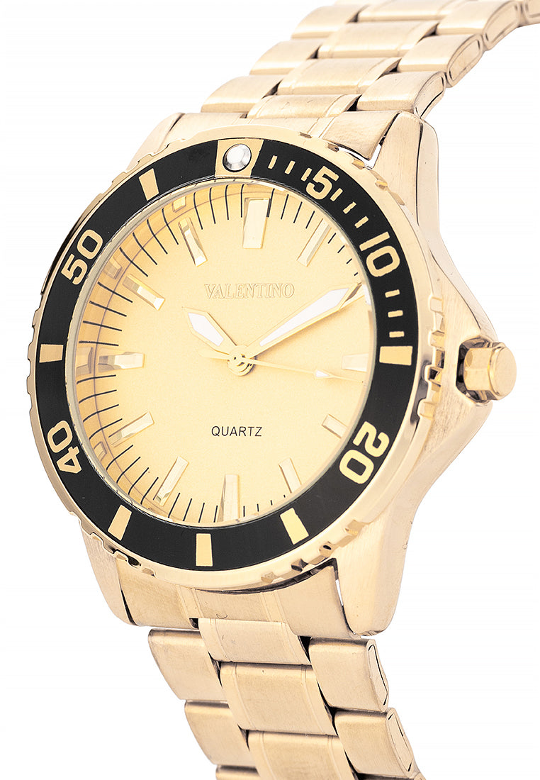 Valentino Stainless Steel Strap Analog Watch for Men 20122484-GOLD-GOLD DIAL-Watch Portal Philippines