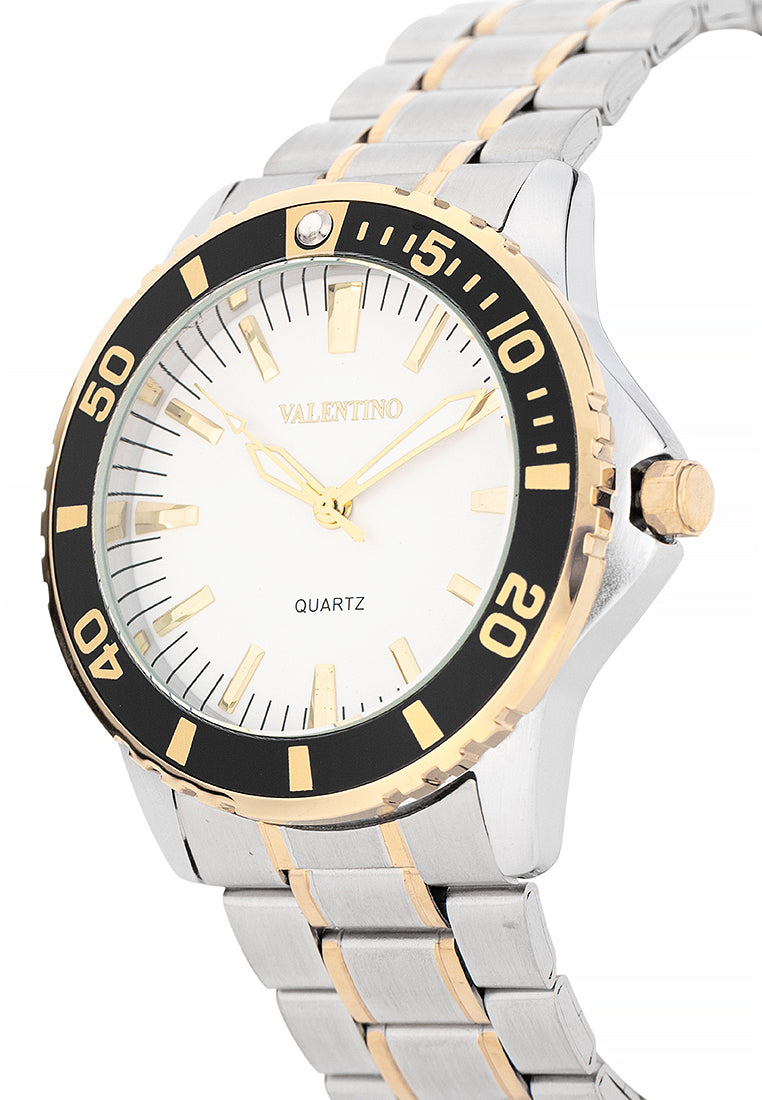 Valentino Stainless Steel Strap Analog Watch for Men 20122484-TWO TONE-WHITE DIAL-Watch Portal Philippines