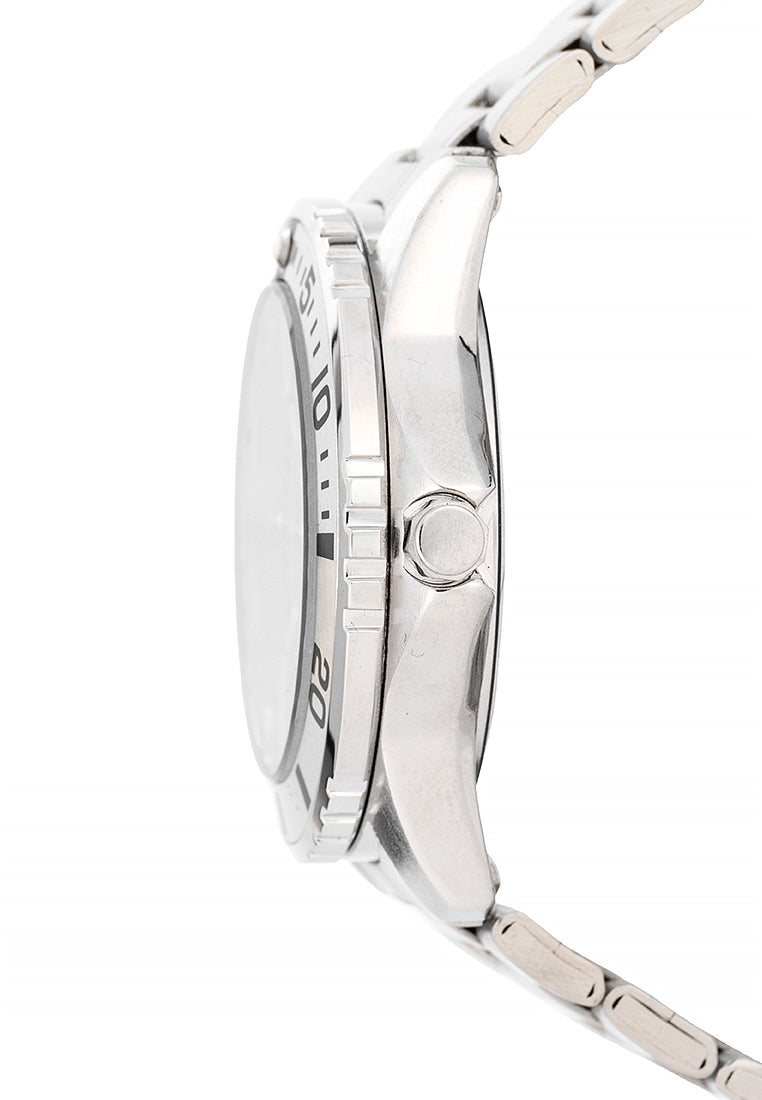 Valentino Stainless Steel Strap Analog Watch for Men 20122486-SIL RING-BLK DIAL-Watch Portal Philippines