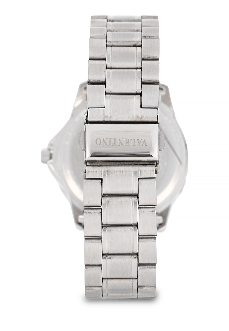Valentino Stainless Steel Strap Analog Watch for Men 20122486-SIL RING-WHT DIAL-Watch Portal Philippines