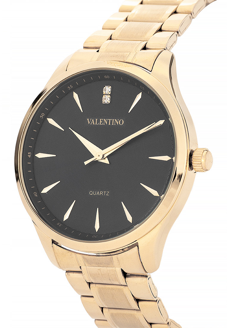 Valentino Stainless Steel Strap Analog Watch for Men 20122488-GOLD-BLACK DIAL-Watch Portal Philippines