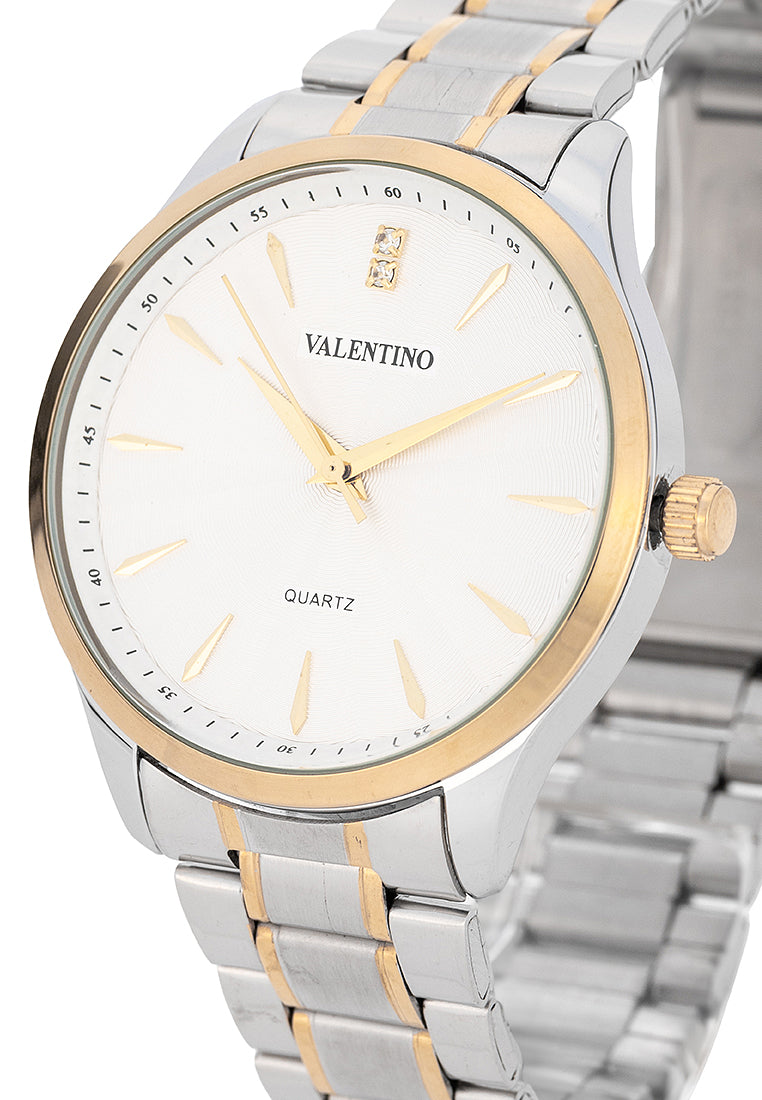 Valentino Stainless Steel Strap Analog Watch for Men 20122488-TWO TONE-WHITE DIAL-Watch Portal Philippines