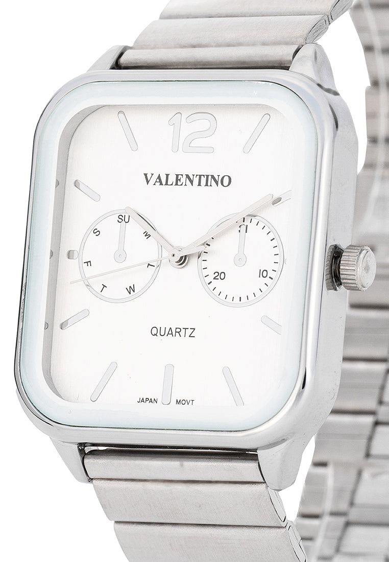 Valentino Stainless Steel Strap Analog Watch for Men 20122493-SILVER DIAL-Watch Portal Philippines