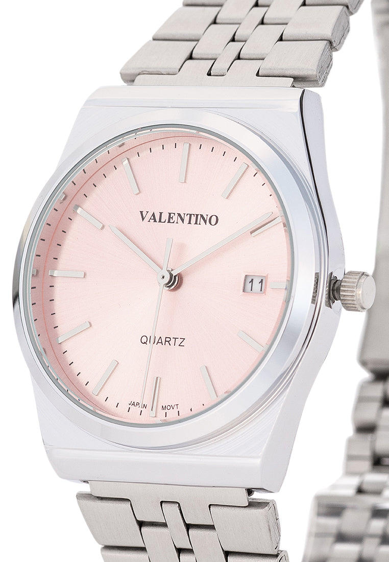 Valentino Stainless Steel Strap Analog Watch for Men 20122500-PINK DIAL-Watch Portal Philippines