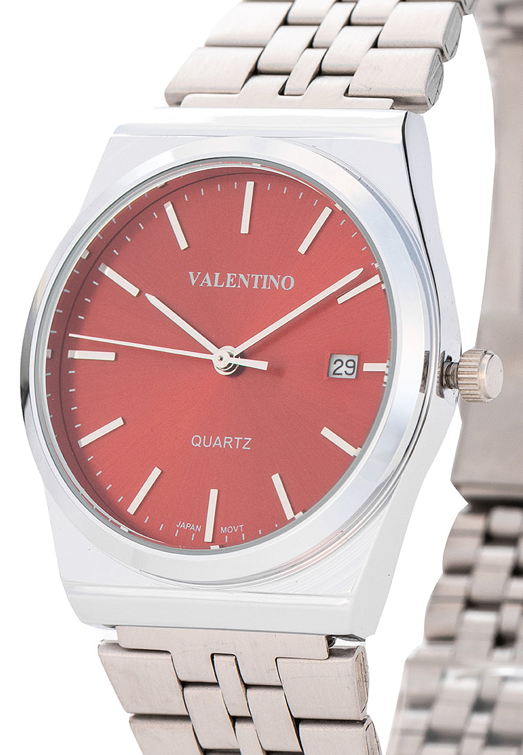 Valentino Stainless Steel Strap Analog Watch for Men 20122500-RED DIAL-Watch Portal Philippines