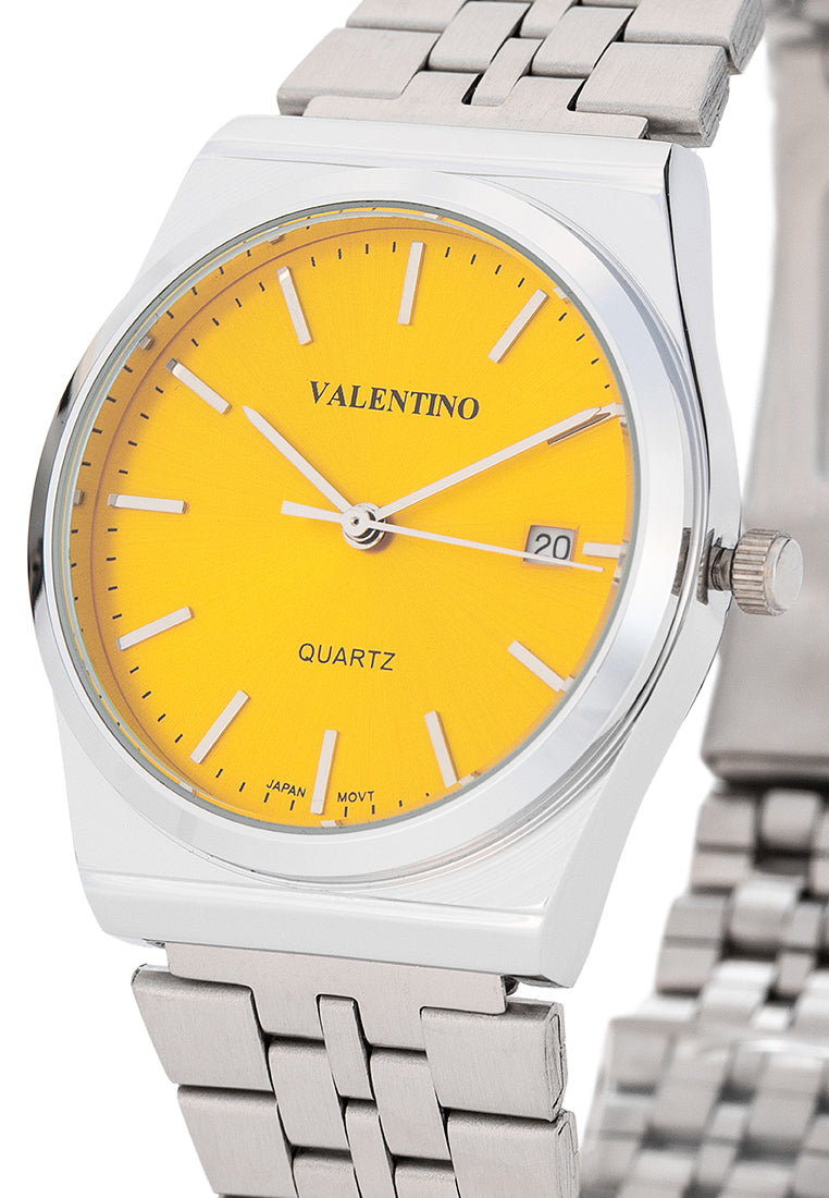 Valentino Stainless Steel Strap Analog Watch for Men 20122500-YELLOW DIAL-Watch Portal Philippines