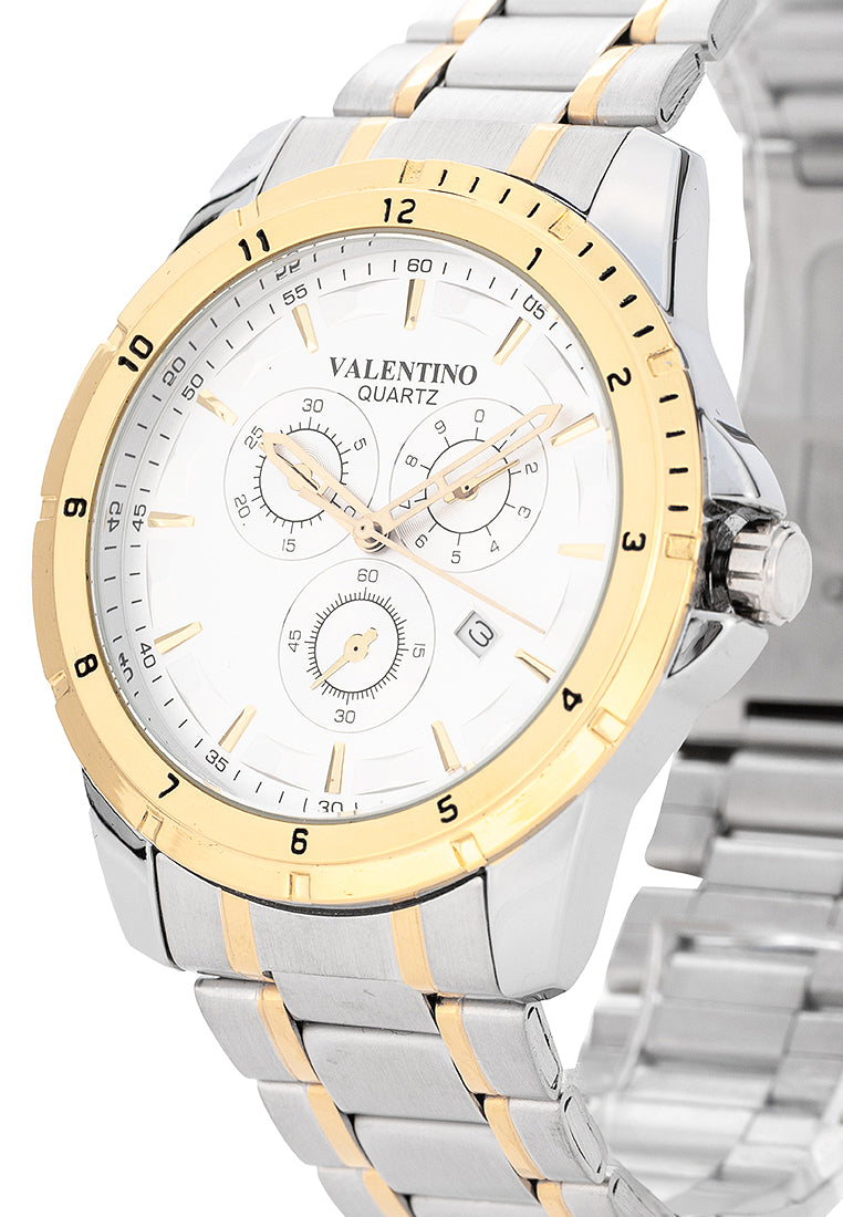 Valentino Stainless Steel Strap Analog Watch for Men 20122501-TWO TONE-WHITE DIAL-Watch Portal Philippines