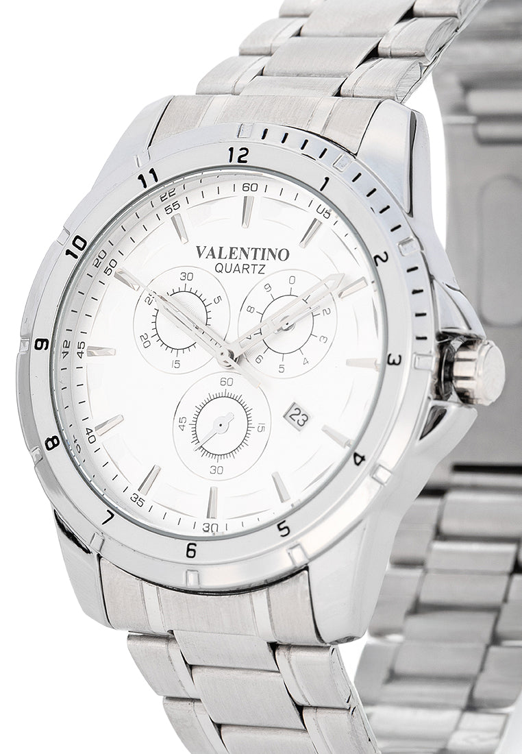 Valentino Stainless Steel Strap Analog Watch for Men 20122502-SILVER DIAL-Watch Portal Philippines