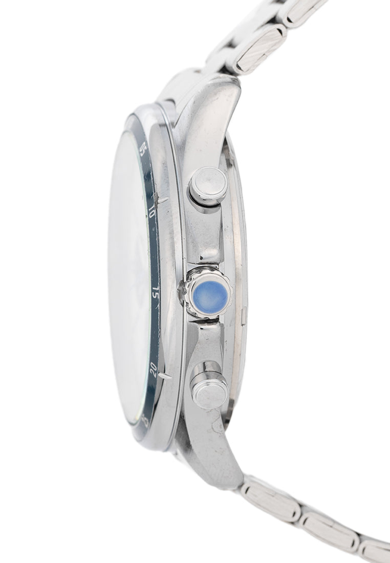 Valentino Stainless Steel Strap Analog Watch for Men 20122532-BLUE CIRCLE-WHITE DIAL-Watch Portal Philippines