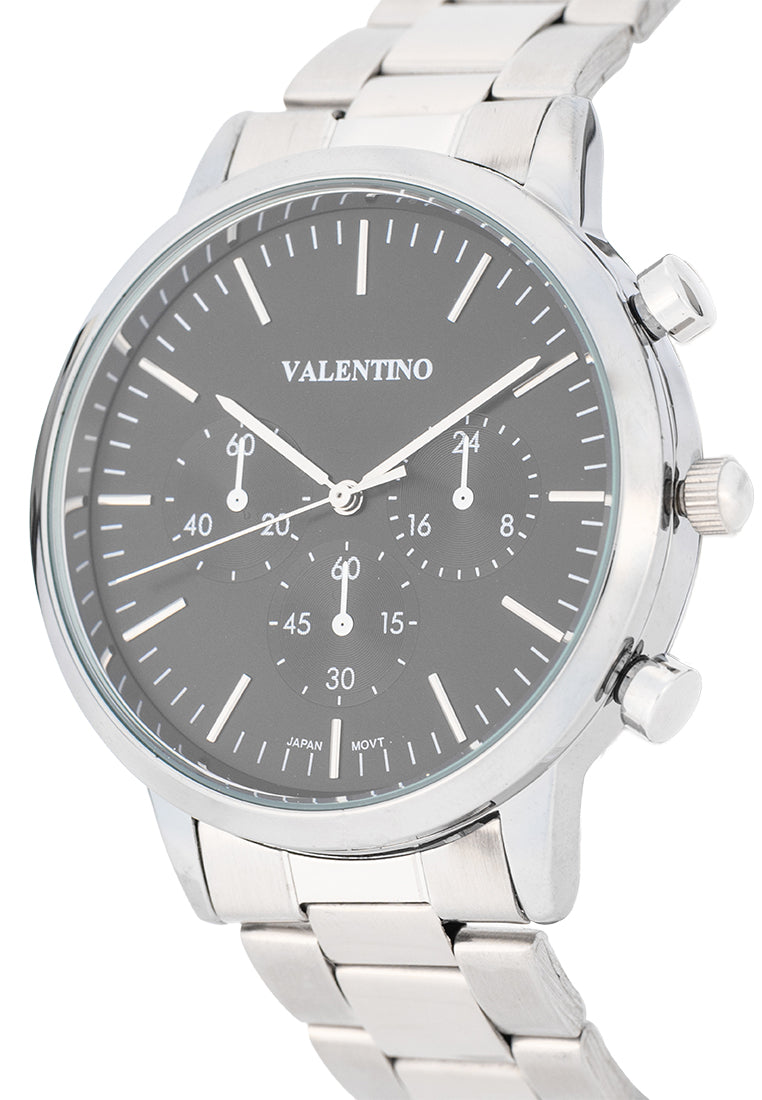 Valentino Stainless Steel Strap Analog Watch for Men 20122535-BLACK DIAL-Watch Portal Philippines
