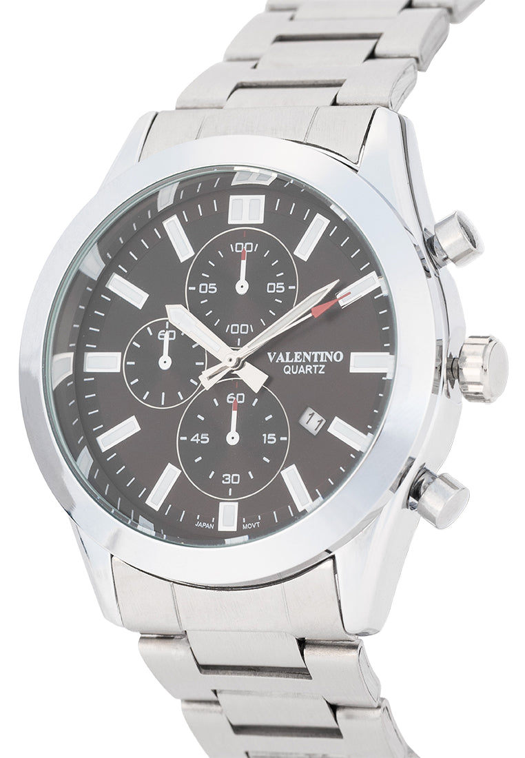 Valentino Stainless Steel Strap Analog Watch for Men 20122542-BLACK DIAL-Watch Portal Philippines