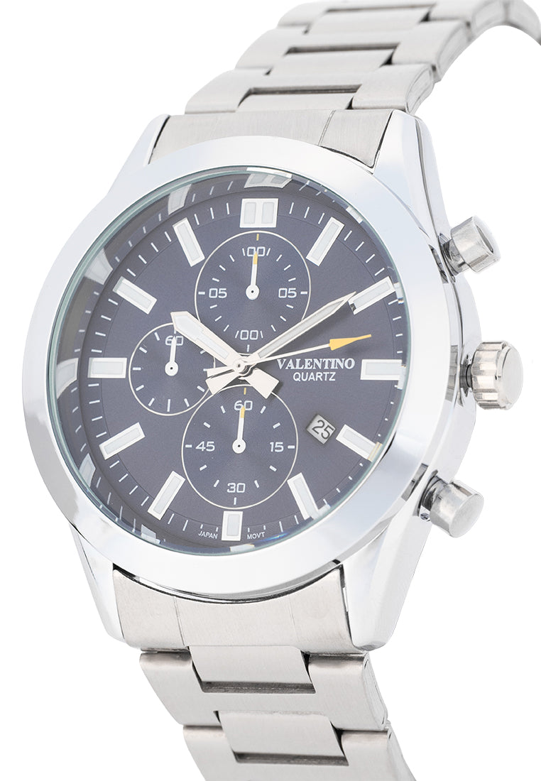 Valentino Stainless Steel Strap Analog Watch for Men 20122542-BLUE DIAL-Watch Portal Philippines