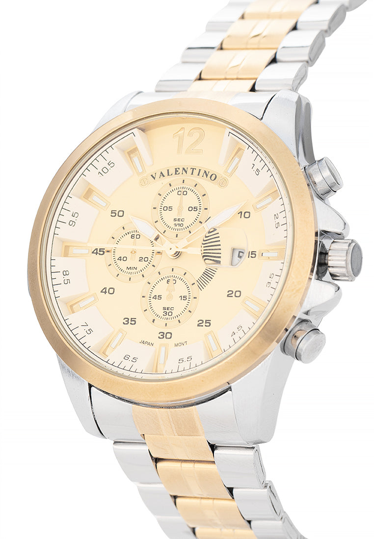 Valentino Stainless Steel Strap Analog Watch for Men 20122543-TT-GOLD DIAL-Watch Portal Philippines